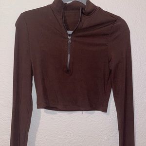 Brown long sleeve zip up